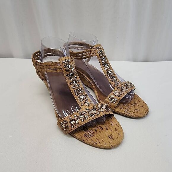 Attention Size 11 Rhinestone Summer Wedge Sandals N - Picture 1 of 8